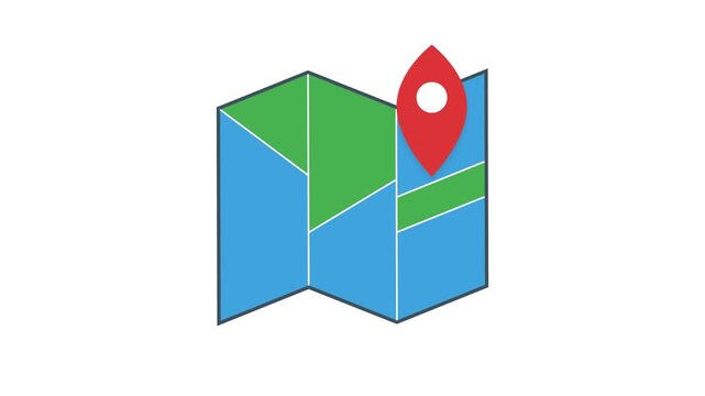 Map icon illustrating geography process for education world exploration and location learning