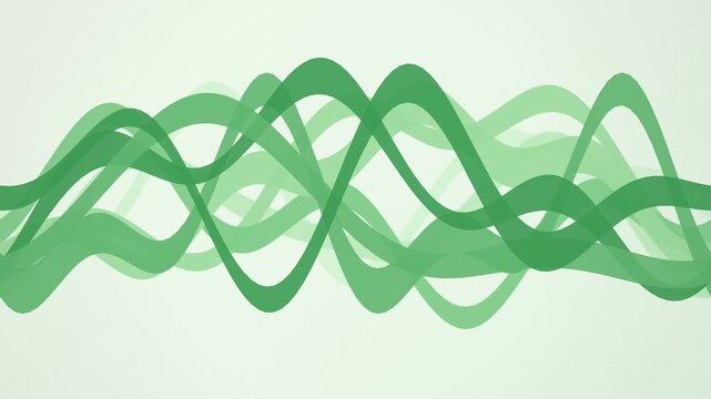 Flowing green sinusoidal wave bands undulate in a continuous motion