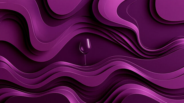 Abstract Violet Cut Paper Landscape Featuring Wine Glass Silhouette