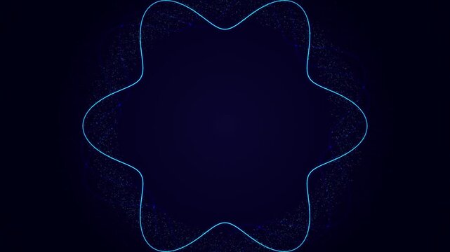 Glowing blue circular wave rotates on a dark background