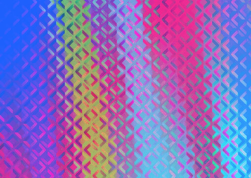 Abstract holographic geometric pattern background with vibrant gradient colors and metallic texture