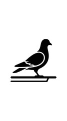 Obraz premium Minimalist silhouette icon of a pigeon standing on a ledge.