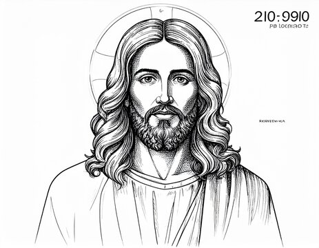 Bearded Young Man Portrait in Black Sketch Style, Detailed Face and Head Drawing, Artistic Vector Illustration of a Male Person with Hair and Mask-Inspired Elements