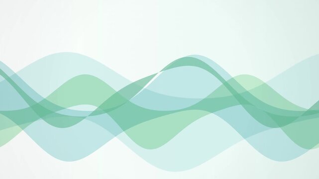 Mint green translucent wave ribbons flow horizontally