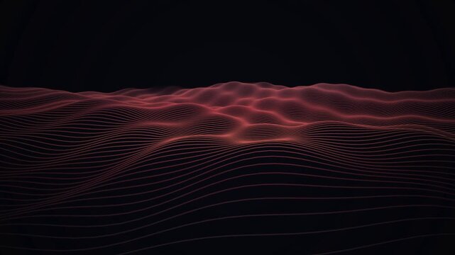 Reddish pink parallel lines ripple in a continuous wave like motion