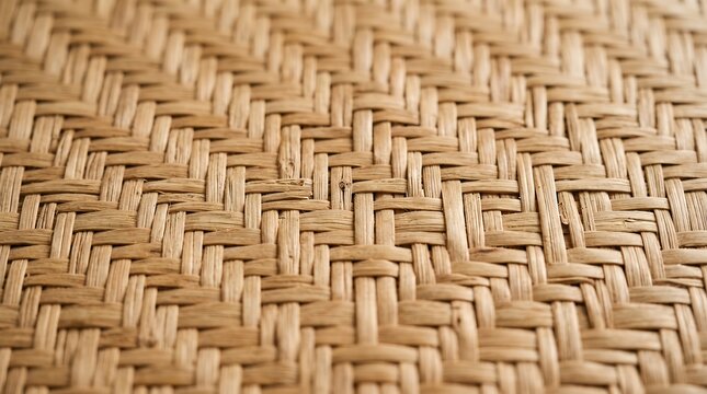 Close-up of woven rattan texture, natural wicker pattern background for interior design.