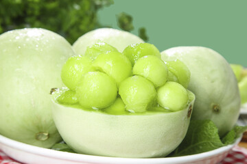 Fresh Green Jade Melon with Seeds from Shandong Nanhui China - Premium Organic Fruit Produce © HoangNam