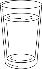 Drinking glass line drawing for coloring and kitchen education.