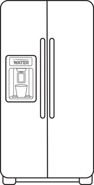 Refrigerator line drawing for coloring and kitchen education.