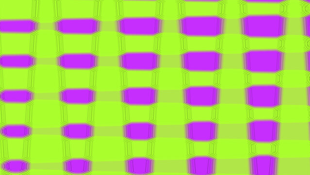 Abstract geometric background with vibrant purple rectangular shapes on a lime green grid pattern