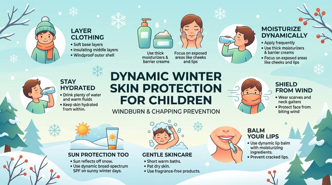 Dynamic Winter Skin Protection for Children Infographic Guide with Skincare Tips