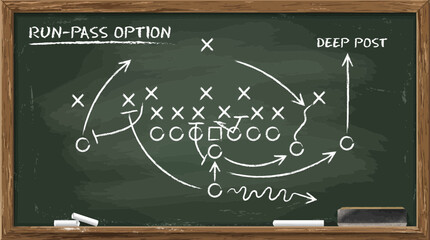 Fototapeta premium Football Chalkboard Play Diagram Vector Illustration