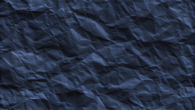 Abstract black crumpled paper texture with deep folds and rough surface, dark grunge background for posters, branding, packaging, overlays and creative design.