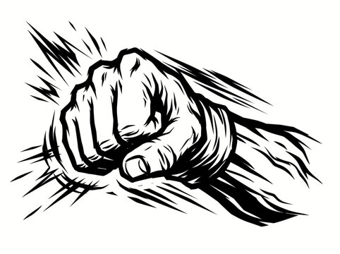 Black white clenched fist punch
