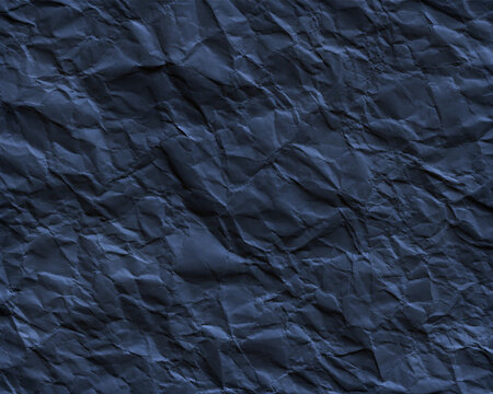 Abstract black crumpled paper texture with deep folds and rough surface, dark grunge background for posters, branding, packaging, overlays and creative design.