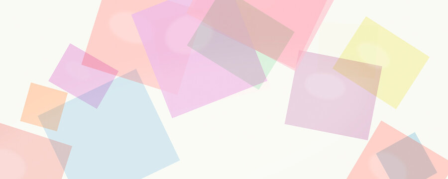 Pastel squares and rectangles drift across a bright minimal background, creating a calm, playful mood suitable for design mockups, branding, and greeting templates.