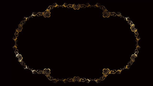 luxury gold floral lines on the green screen background