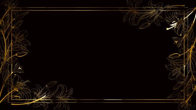 gold frame with floral ornament on the green screen background