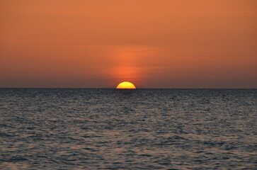 Ocean Sunset With Orange Sky and Copy Space © Max
