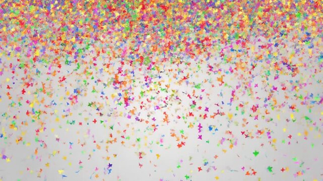 Colorful Confetti Falling on White Background Birthday Celebration Party Animation