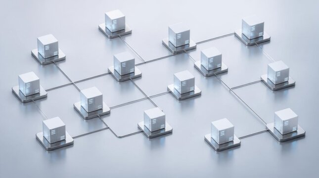 Futuristic Network of Small Server Units Connected by Thin Lines
