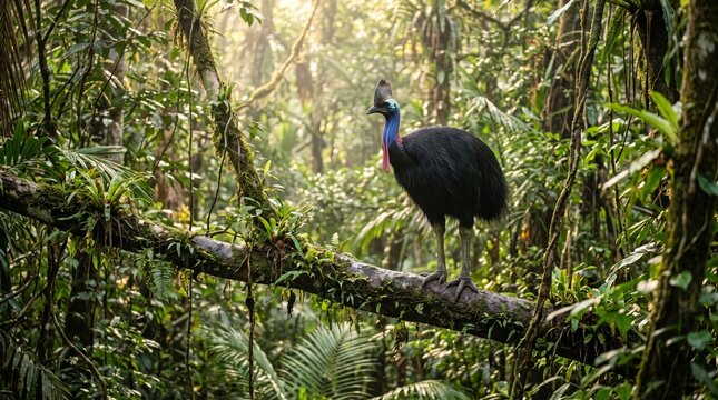 Cassowary in rainforest