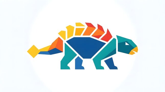 Colorful geometric stegosaurus dinosaur vector illustration isolated on white background
