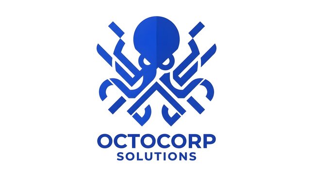 Modern abstract blue octopus logo design for a tech or corporate solutions brand