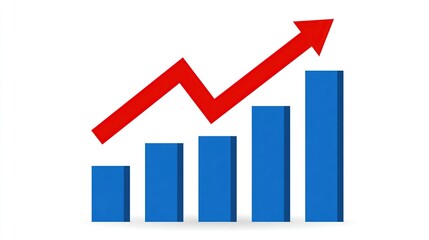 Obraz premium Financial Growth Chart with Upward Red Arrow