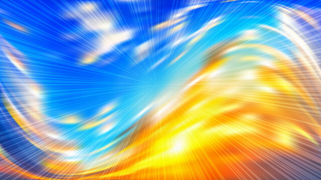Abstract motion blur background with blue and orange light rays