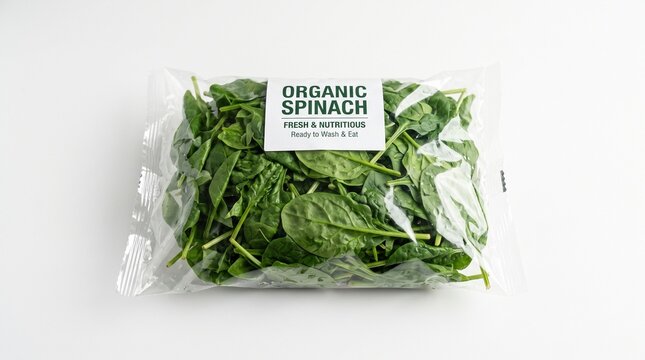 Packaged organic spinach