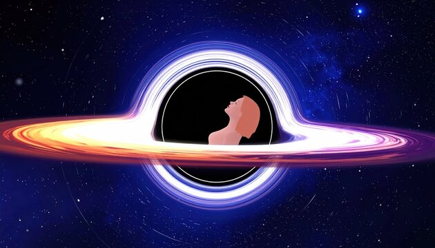 Vibrant Cosmic Black Hole Illustration.