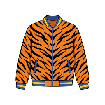 Tiger Pattern Bomber Jacket Vector Illustration for Streetwear Fashion Design