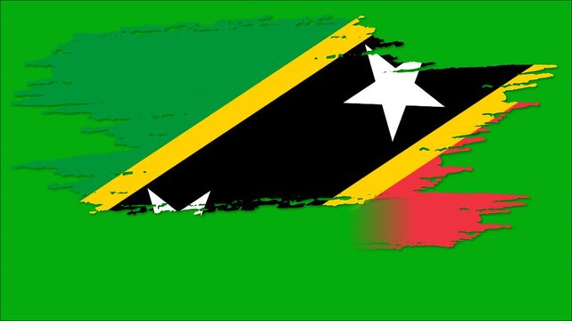 Saint Kitts and Nevis Flag Brush Stroke Animation, Saint Kitts and Nevis National Flag Paint Effect, Caribbean Patriotic Background 4K