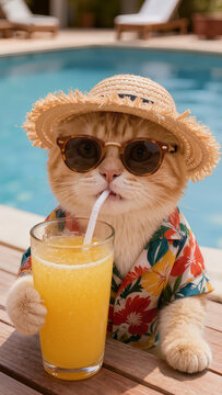 summer, orange. cat