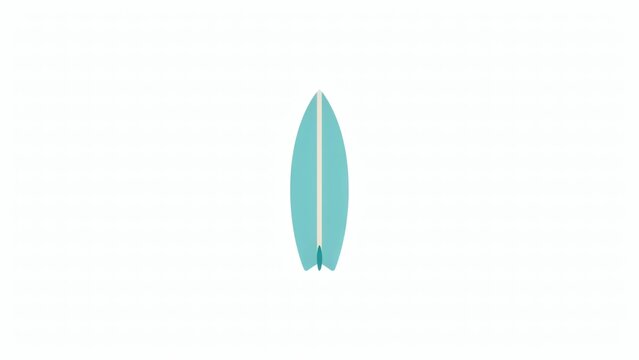 Minimalist turquoise surfboard illustration isolated on plain white background with flat vector illustration