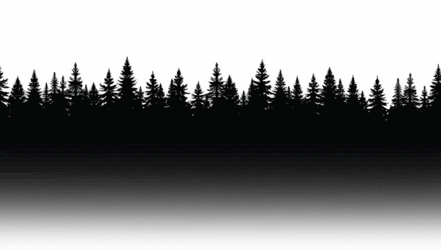 Forest trees set. tree silhouettes for winter forest landscape design, Mountain landscape. Mountains and coniferous forest. Christmas tree, fir-tree, pine, pine-tree
