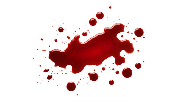 PNG A large centralized blood splatter surrounded by various smaller liquid droplets scattered across an open space Isolated on transparent background