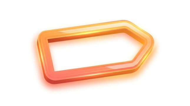 3D Glossy Orange Glowing Arrow Frame Element Isolated on White
