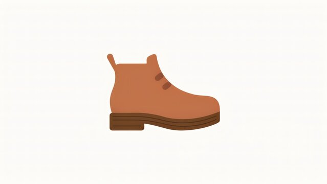 Minimalist brown leather boot icon set on white background with design illustration brown displays simple flat