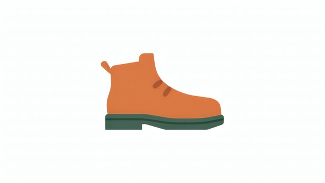 Minimalist brown leather ankle boot flat vector illustration design element with plain white background