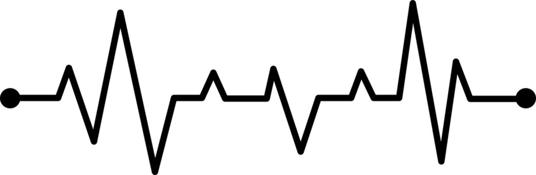 Black Heartbeat Electrocardiogram Waveform with Multiple Sharp Peaks and Pulse Dots PNG, Isolated on Transparent Background