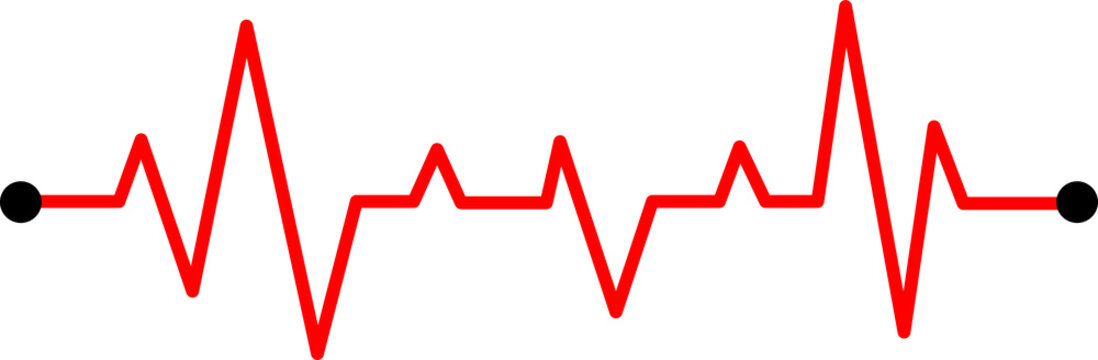 Red Heartbeat Electrocardiogram Waveform with Sharp Peaks and Small Pulse Dots PNG, Isolated on Transparent Background