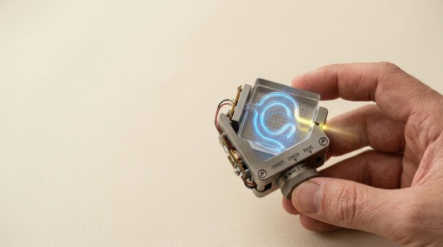 Individual holding a small robot to demonstrate ai verification process with evidence-based output checking
