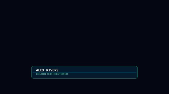 Lower third name tag for alex rivers senior tech reviewer modern minimalist overlay animation 4k broadcast