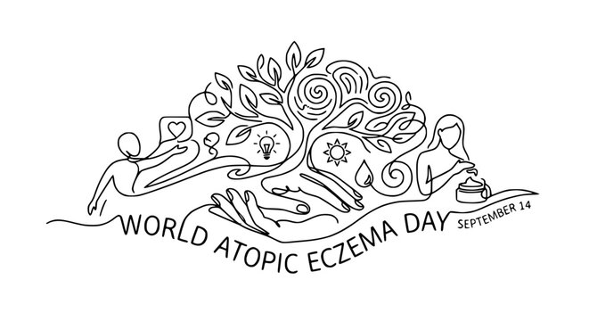 World Atopic Eczema Day Tree of Life with Helping Hands and Skin Care