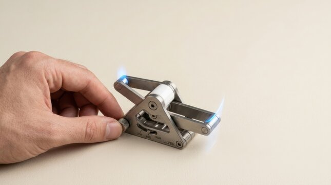Hand adjusting variable stiffness on lighter to visualize operating leverage risk and output amplification