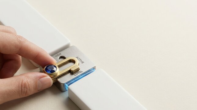 Person using a finger to push a button illustrating customer retention with a clear reversible loyalty mechanism in business