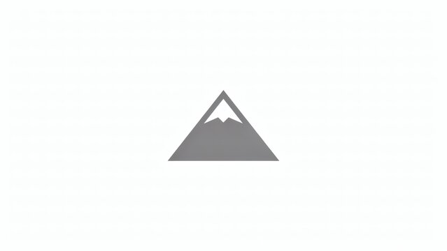 Minimalist grey mountain peak silhouette on clean white background with silhouette centered plain simple abstract grey