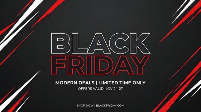 Black friday modern deals promotion banner with red and white accents